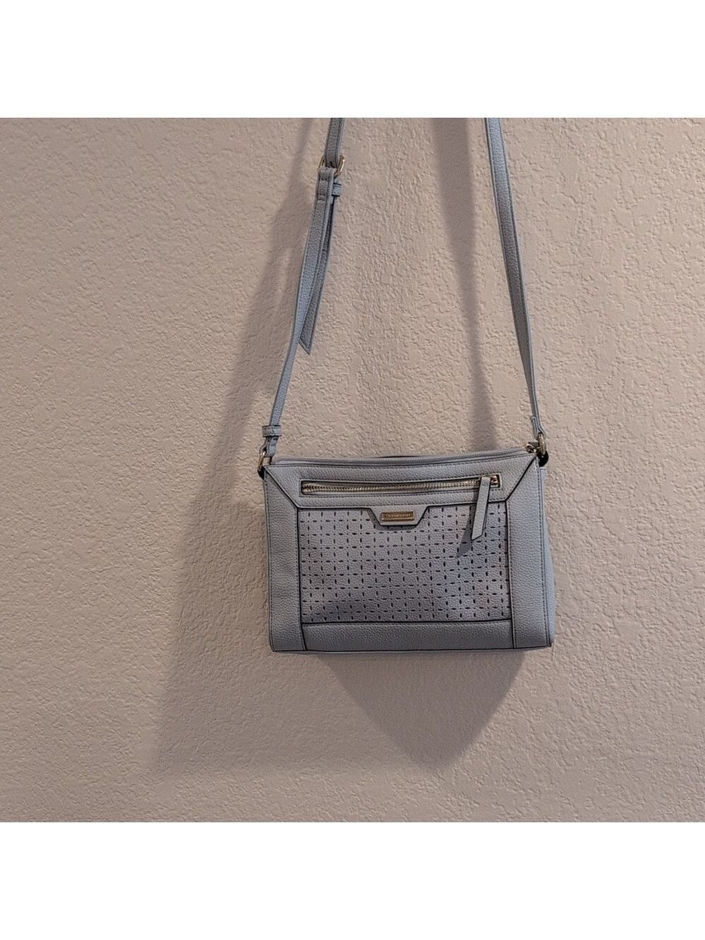 Tignanello Crossbody Genuine Leather Bag , Blue gray , Numerous Compartments,GUC - Picture 9 of 9